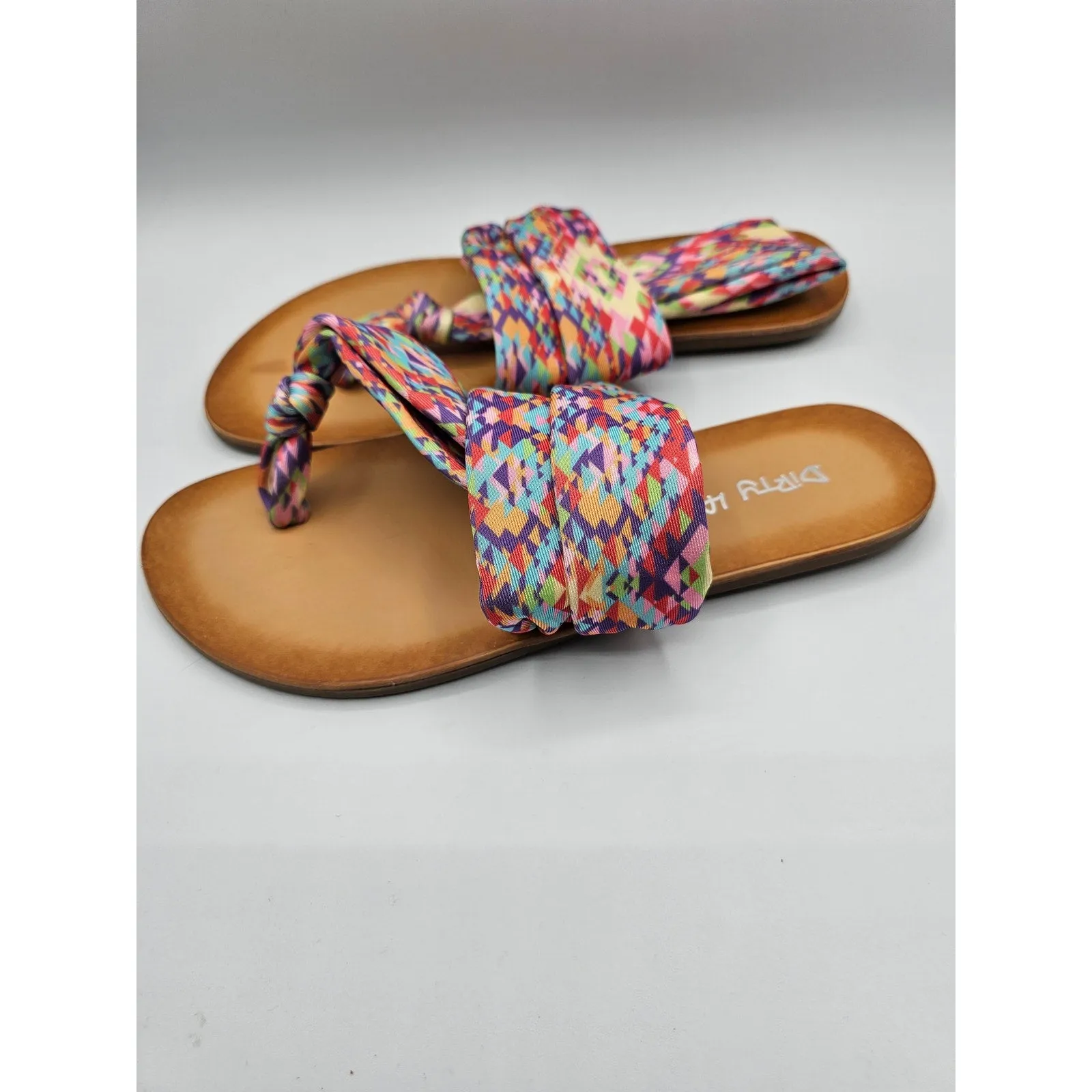 Dirty Laundry Womens Sz 8.5 Flip Flop Sandals Colorful Aztec Print BEKA