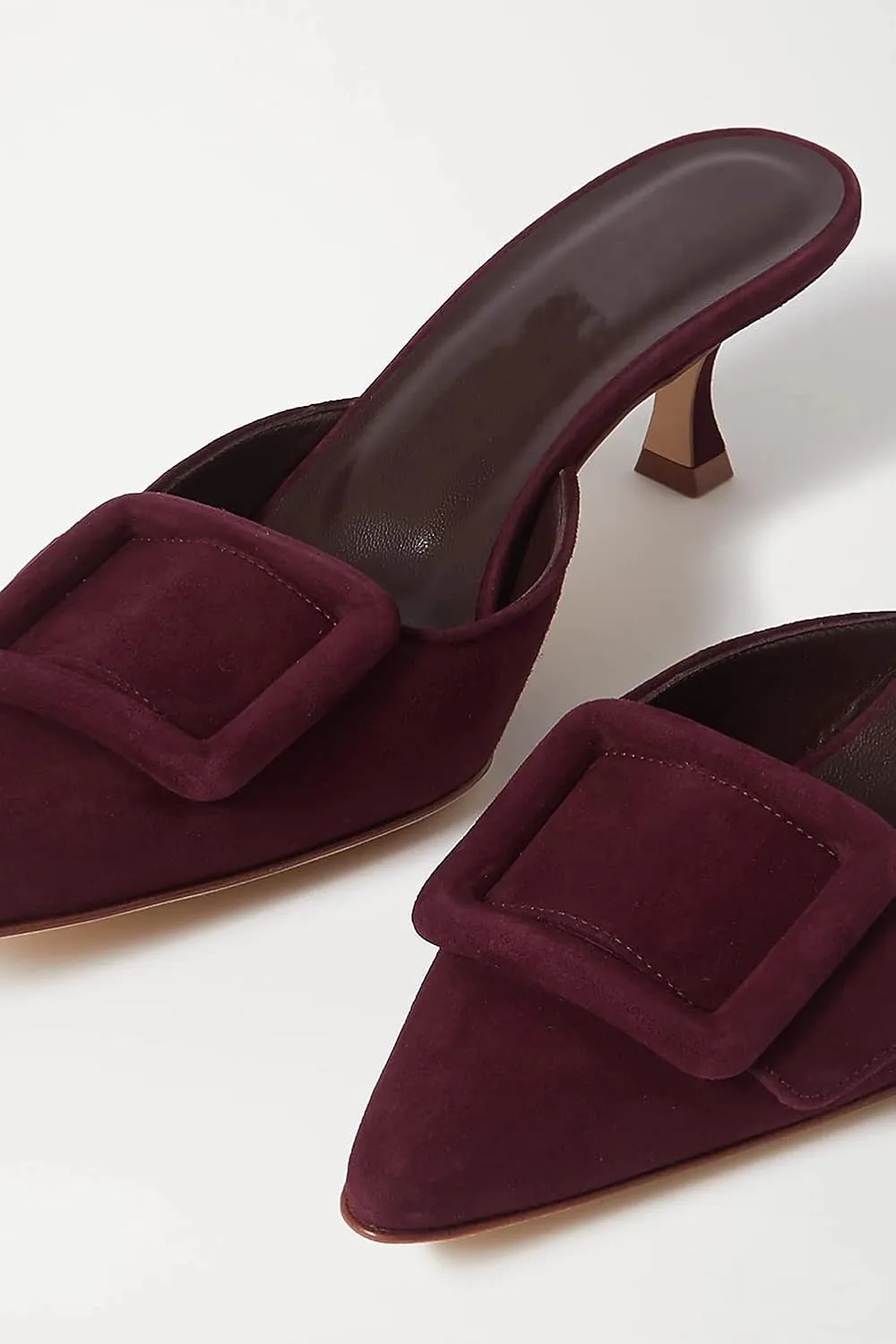 Divanne Heeled Mules for Women, Pointed Toe Slingback Pumps Buckle Kitten Heels Mules Slides Backless Dress Sandals