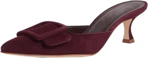 Divanne Heeled Mules for Women, Pointed Toe Slingback Pumps Buckle Kitten Heels Mules Slides Backless Dress Sandals