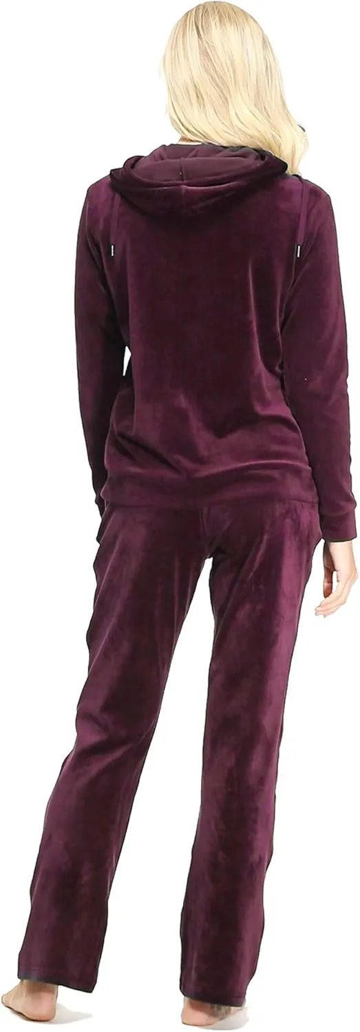 Dolcevida Womens Velour Sweatsuits Sets 2 Piece Tracksuits Outfits Full Zip Hoodie and Sweatpant Set Velvet Jogging Suit