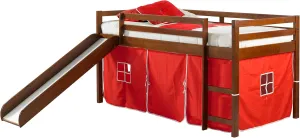 DONCO 750-TE_750C-TR Twin White Low Loft with Slide and Red Tent Kit