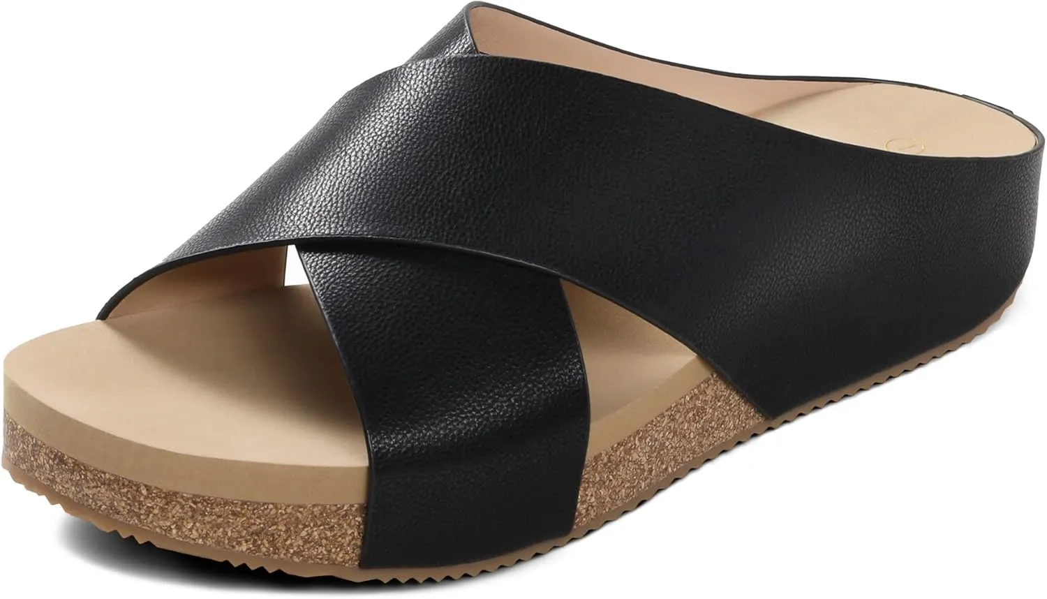 DREAM PAIRS Women's Cork Slide Sandals Slip on Open Toe Cute Platform Criss Cross Flat Sandals for Summer
