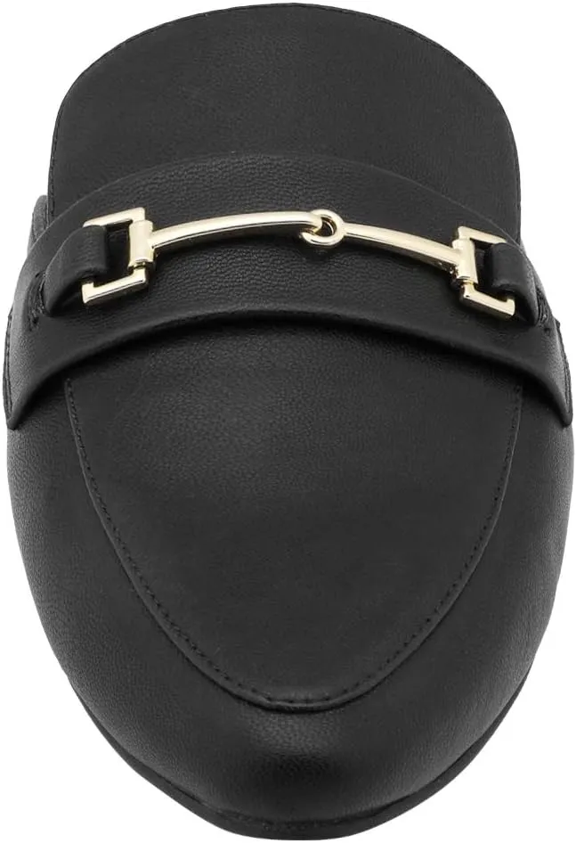DREAM PAIRS Women's Flat Mules Buckle Pointed Toe Backless Slip on Slides Loafer Shoes