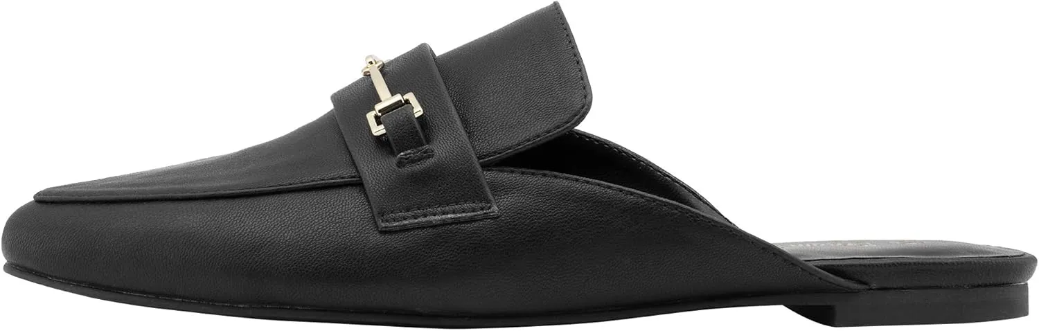 DREAM PAIRS Women's Flat Mules Buckle Pointed Toe Backless Slip on Slides Loafer Shoes
