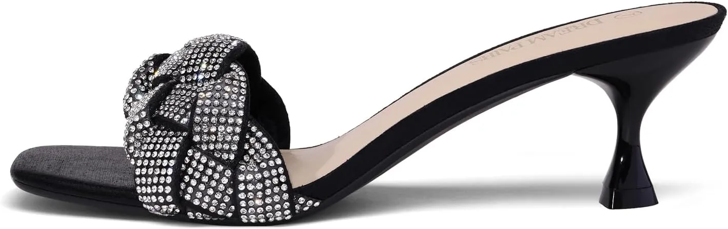 DREAM PAIRS Women’s Stilettos Heels Open Square Toe Comfort Low Kitten Heels Sexy Dress Pumps Sandals Evening Party Prom Dance Shoes