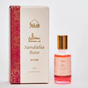 Dukhni Sandalia Rose Attar Oil Long Lasting Arabic Perfume Oils for Men and Women | Rose Attar, sandal, sandalwood oil | 30ml Pure Roll On Perfume, Non alcoholic, Vegan