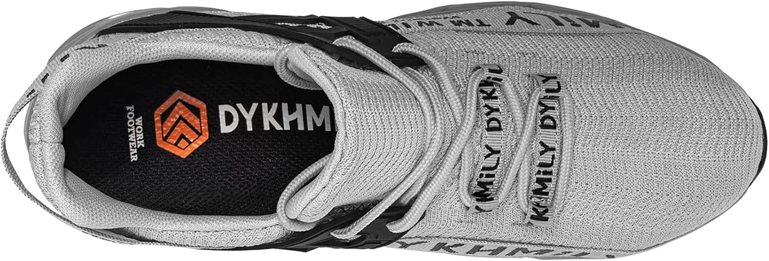 DYKHMILY Steel Toe Wide Sneakers for Women Lightweight Safety Shoes Breathable Slip on Work Shoe