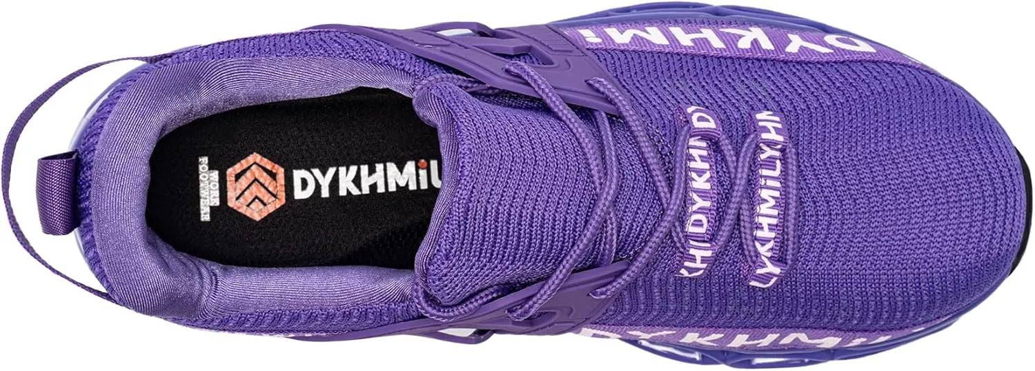 DYKHMILY Steel Toe Wide Sneakers for Women Lightweight Safety Shoes Breathable Slip on Work Shoe