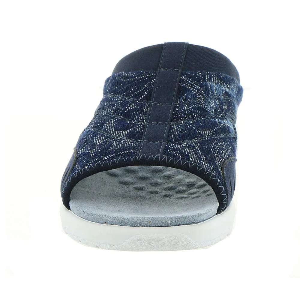 Easy Spirit Women's Traciee2 Flat Sandal, Navy-Blue-Floral, 9.5 X-Wide