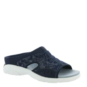 Easy Spirit Women's Traciee2 Flat Sandal, Navy-Blue-Floral, 9.5 X-Wide