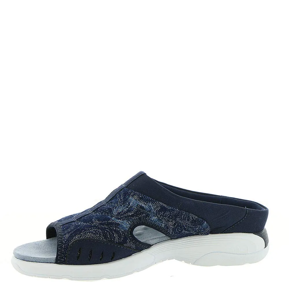Easy Spirit Women's Traciee2 Flat Sandal, Navy-Blue-Floral, 9.5 X-Wide