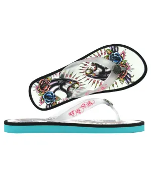 Ed Hardy "Beach Comber Glitter" Flip Flop Purple-Black 5