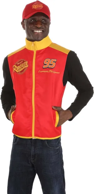 elope Pixar Lightning McQueen Crew Hat and Vest Costume Kit for Adults - Adjustable Hat and Zippered Vest