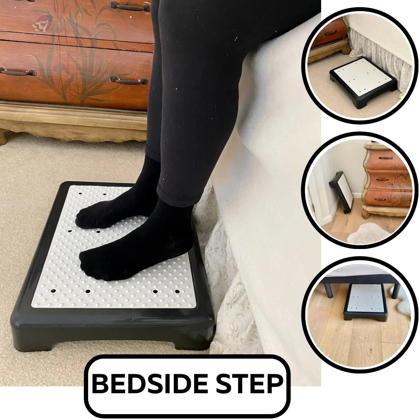 Evelots Mobility Low Step Stool for Seniors - Sturdy Half Step Large Platform for Adults, Elderly - Up to 425 Pounds - Nonslip - Indoor & Outdoor - Lightweight - Stairs, Bed, Bathtub, Shower, Car