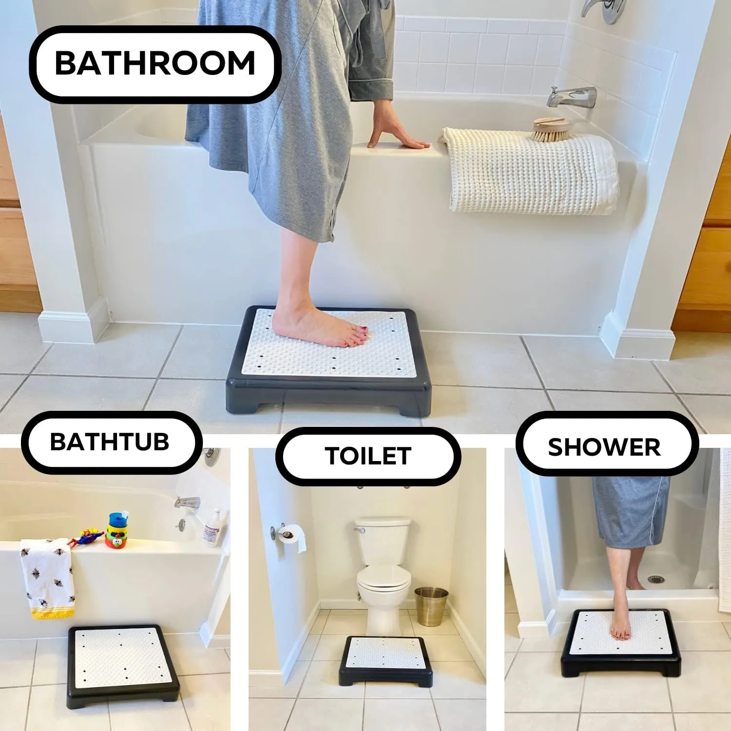 Evelots Mobility Low Step Stool for Seniors - Sturdy Half Step Large Platform for Adults, Elderly - Up to 425 Pounds - Nonslip - Indoor & Outdoor - Lightweight - Stairs, Bed, Bathtub, Shower, Car