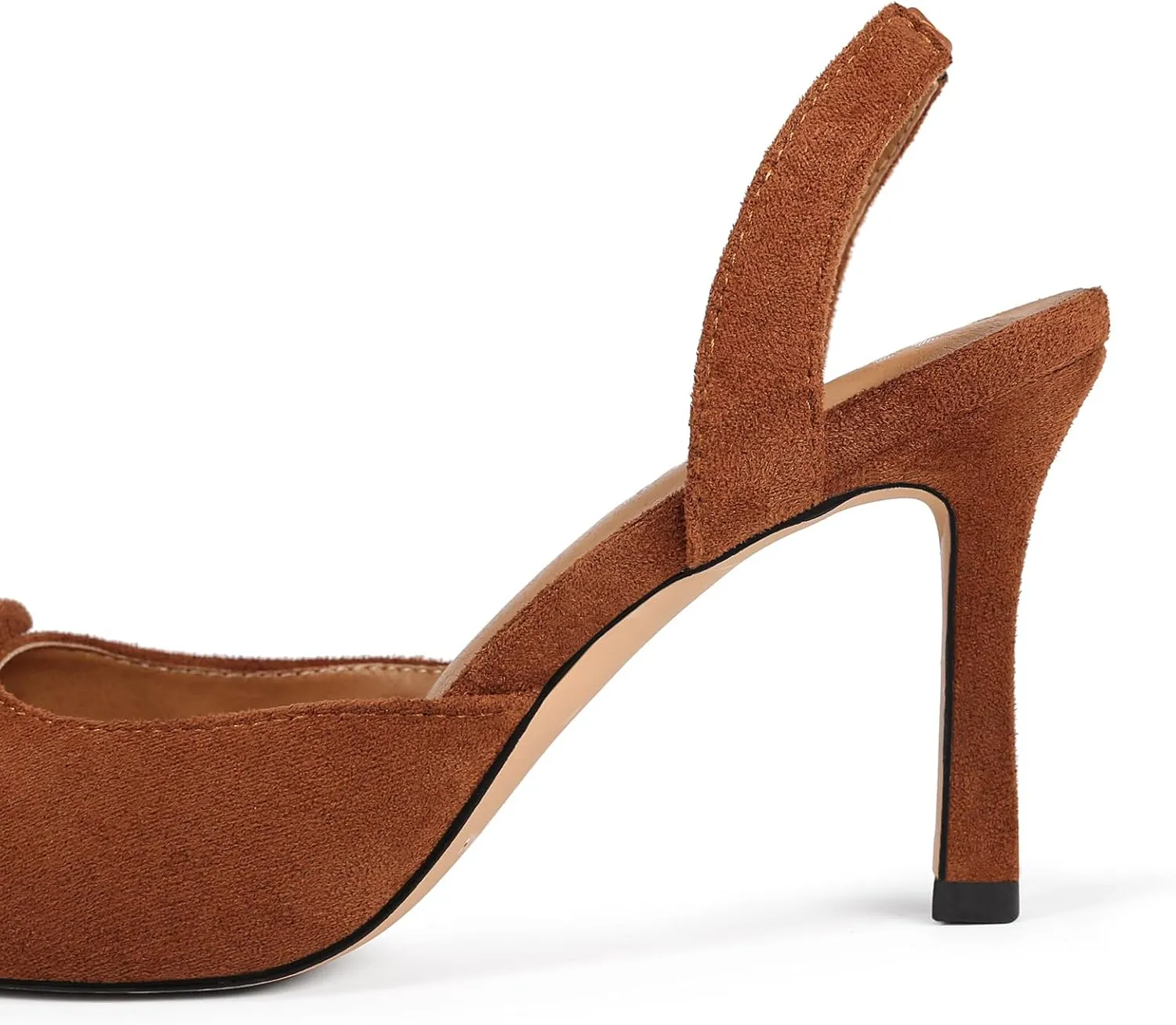 Fericzot Slingback Kitten Heels for Women,Sling Back Buckle Pumps Pointed Toe Kitten Heels Suede Wedding Party Shoes