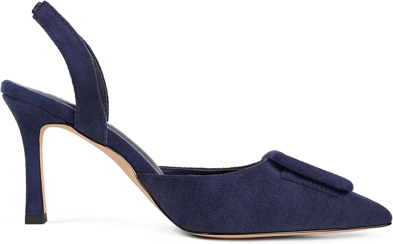 Fericzot Slingback Kitten Heels for Women,Sling Back Buckle Pumps Pointed Toe Kitten Heels Suede Wedding Party Shoes