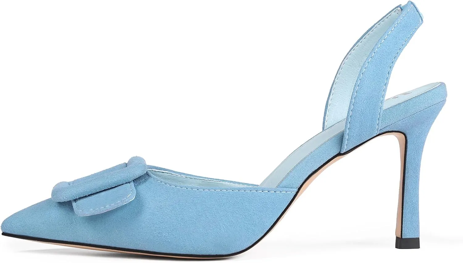 Fericzot Slingback Kitten Heels for Women,Sling Back Buckle Pumps Pointed Toe Kitten Heels Suede Wedding Party Shoes