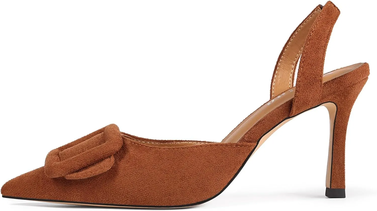Fericzot Slingback Kitten Heels for Women,Sling Back Buckle Pumps Pointed Toe Kitten Heels Suede Wedding Party Shoes