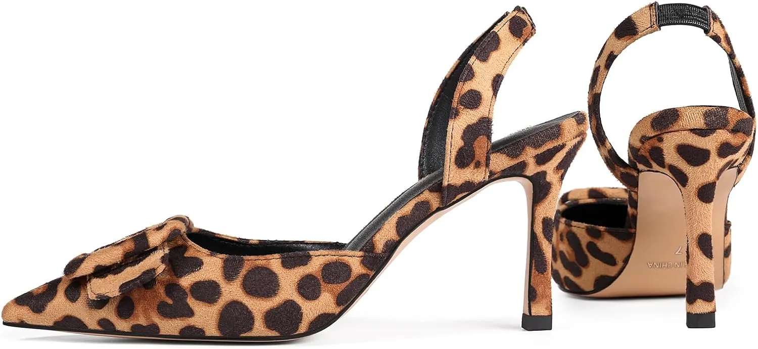 Fericzot Slingback Kitten Heels for Women,Sling Back Buckle Pumps Pointed Toe Kitten Heels Suede Wedding Party Shoes