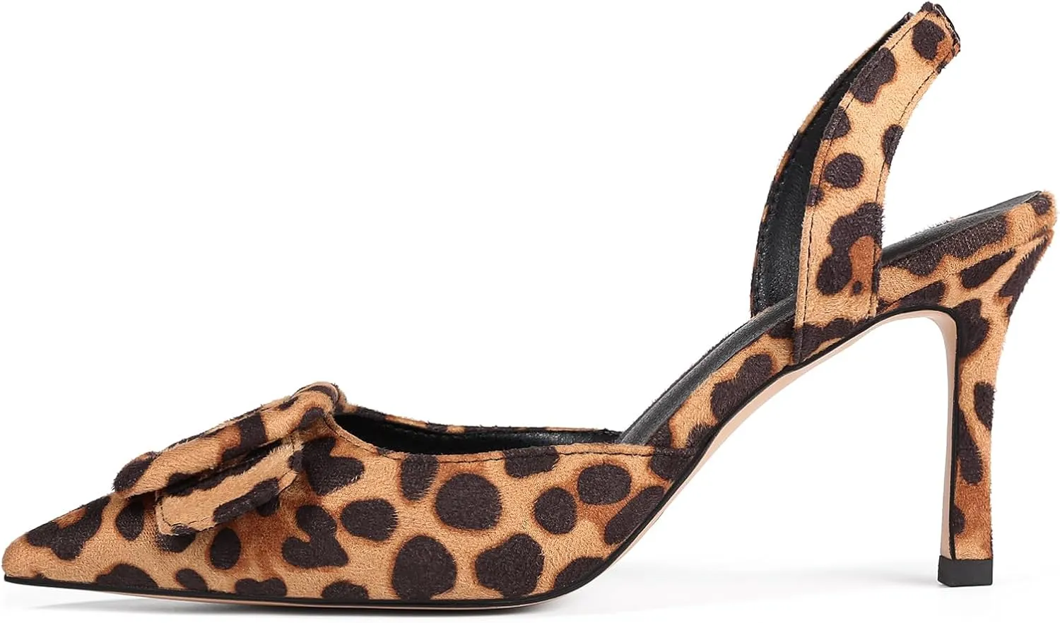 Fericzot Slingback Kitten Heels for Women,Sling Back Buckle Pumps Pointed Toe Kitten Heels Suede Wedding Party Shoes