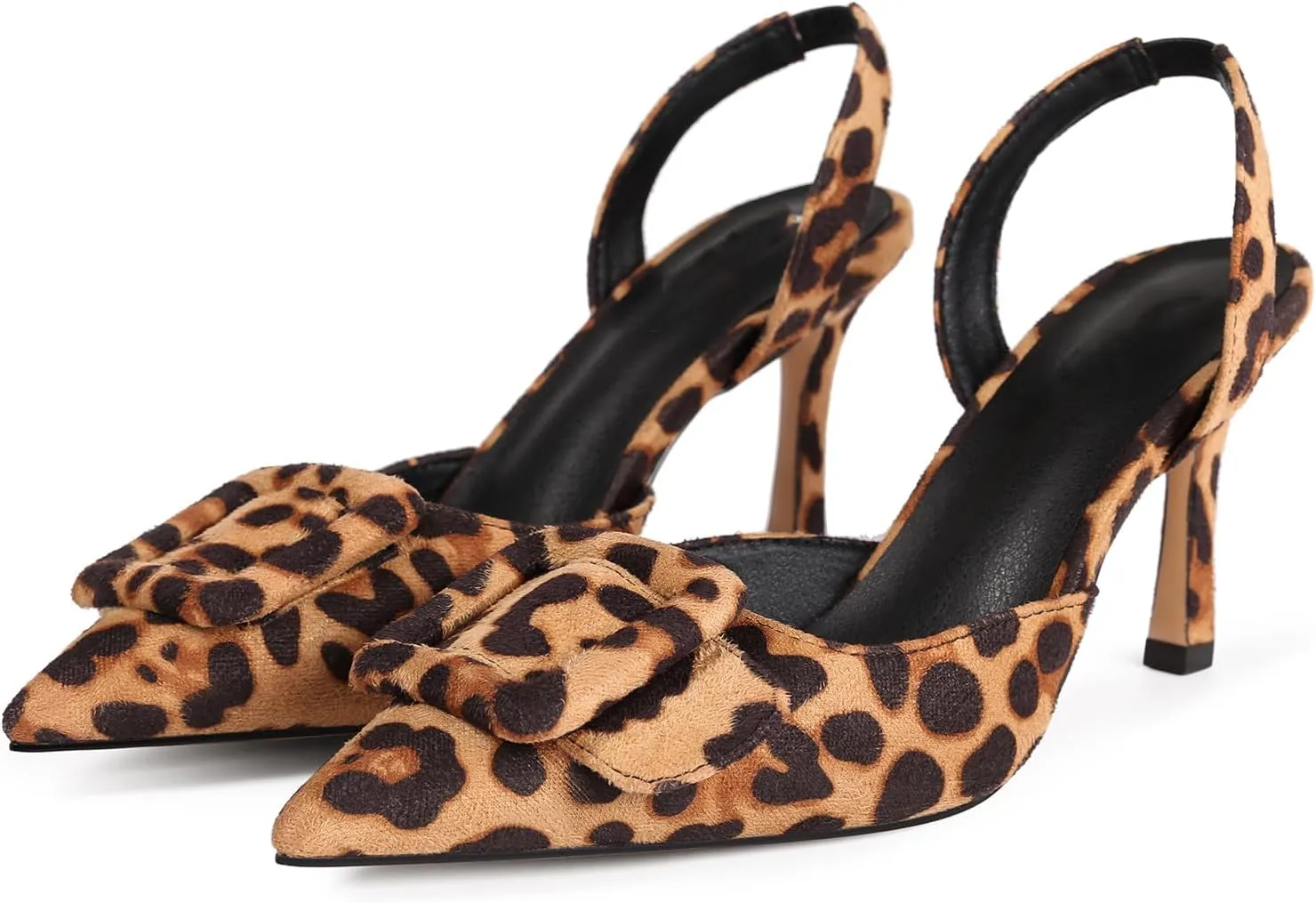 Fericzot Slingback Kitten Heels for Women,Sling Back Buckle Pumps Pointed Toe Kitten Heels Suede Wedding Party Shoes