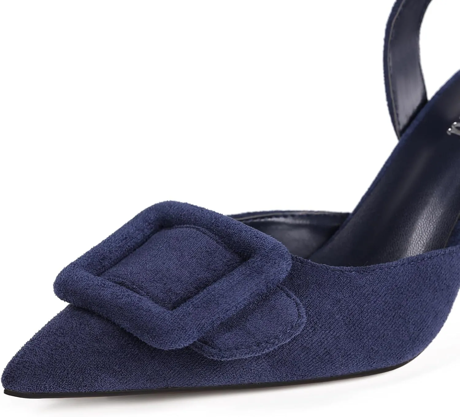 Fericzot Slingback Kitten Heels for Women,Sling Back Buckle Pumps Pointed Toe Kitten Heels Suede Wedding Party Shoes