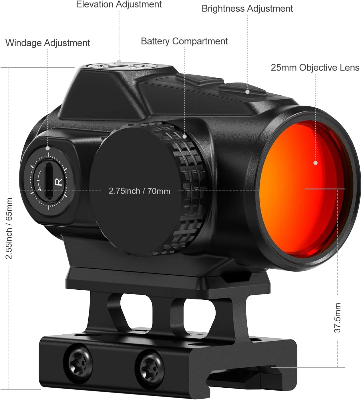 Feyachi Red Dot Sight and Magnifier Combo – 1.5-5x Adjustable Magnification, 25mm V90 HD Lens, 2 MOA Dot, Absolute Co-Witness, 11 Brightness Settings, Waterproof & Shockproof