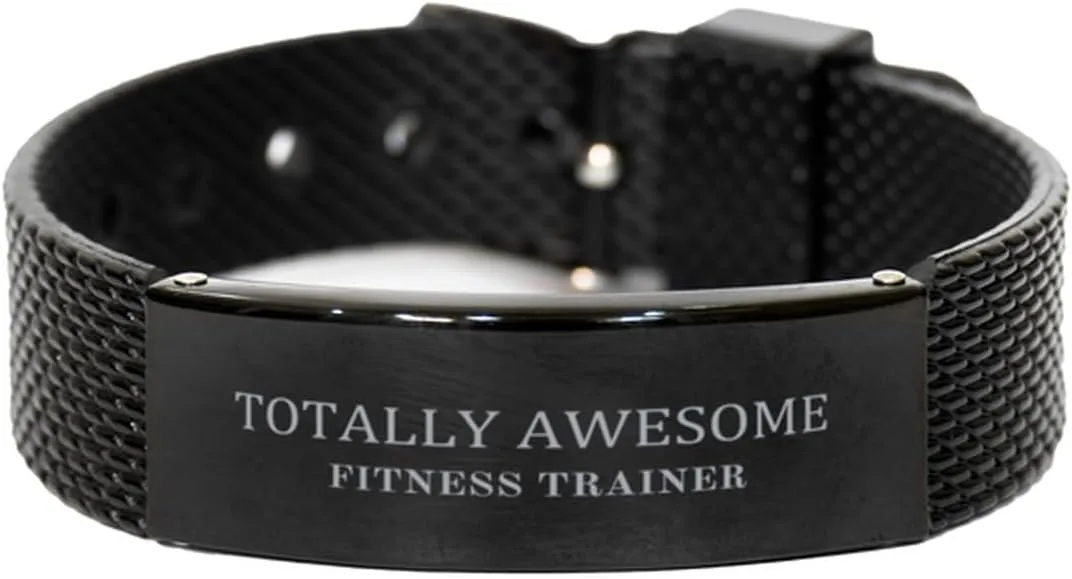 Fitness Trainer Black Shark Mesh Bracelet - Totally Awesome Inspirational Gifts for Gym Enthusiasts, Graduation, Veterans Day, and Christmas