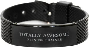Fitness Trainer Black Shark Mesh Bracelet - Totally Awesome Inspirational Gifts for Gym Enthusiasts, Graduation, Veterans Day, and Christmas