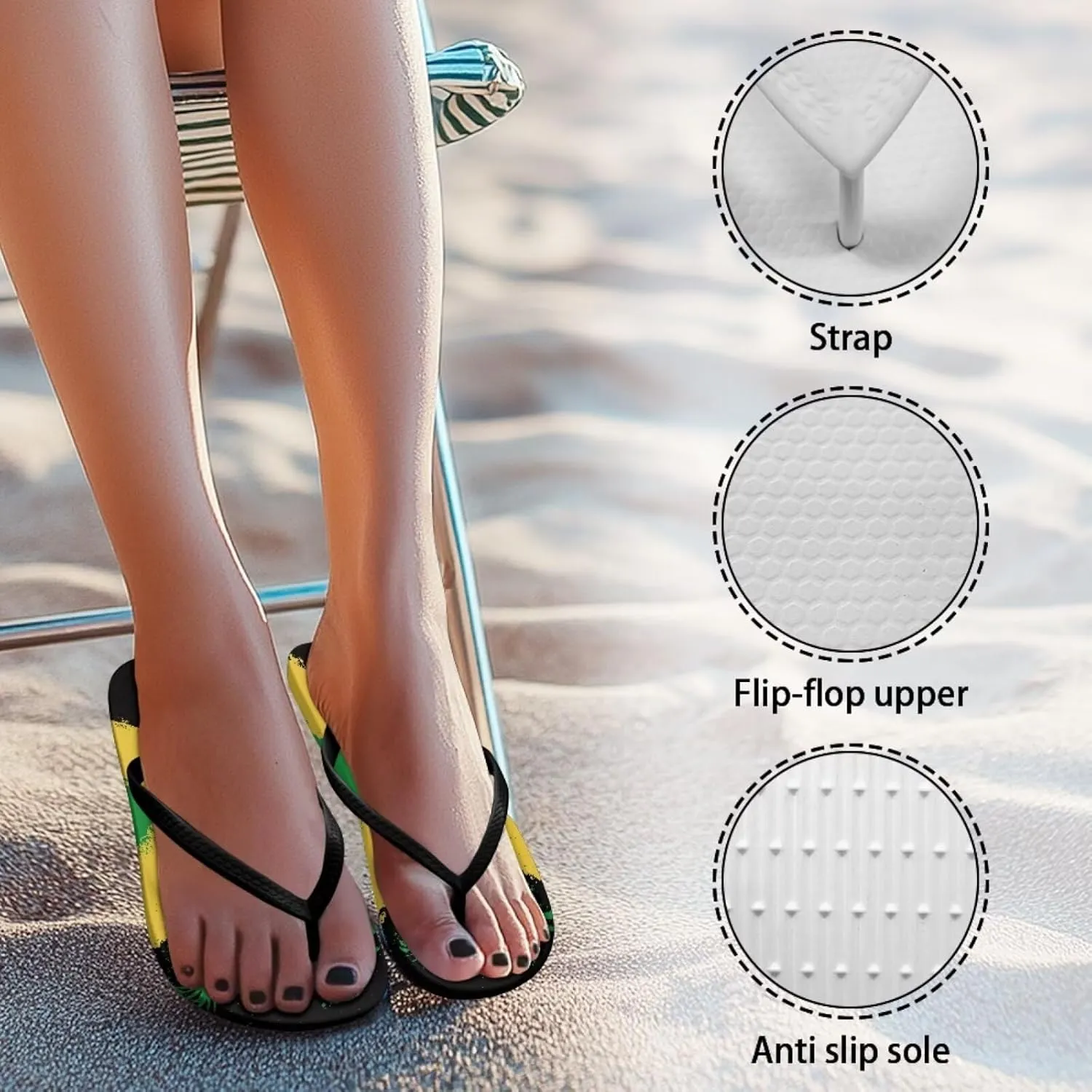 Flag Thong Flip Flops Waterproof Walking Sandal Summer Beach Walking Flip Flop Slippers for Women