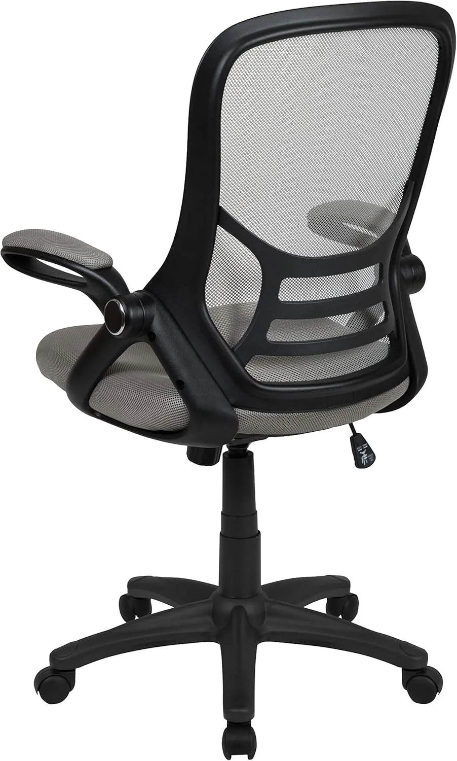 Flash Furniture Porter High-Back Swivel Office Chair with Adjustable Lumbar Support and Seat Height, Ergonomic Mesh Desk Chair with Flip-Up Armrests, Gray/Black