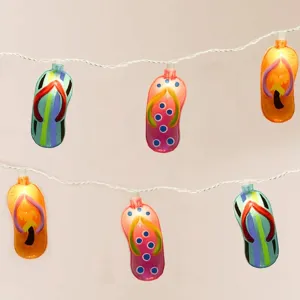 Flip Flop Outdoor Lights 8.5Ft Slipper String Light Tropical Beach Themed Decorations with 10 Flip Flops Lights, Fairy Light for Bedroom Wreathe Summer Kids Room Kindergarten Decor
