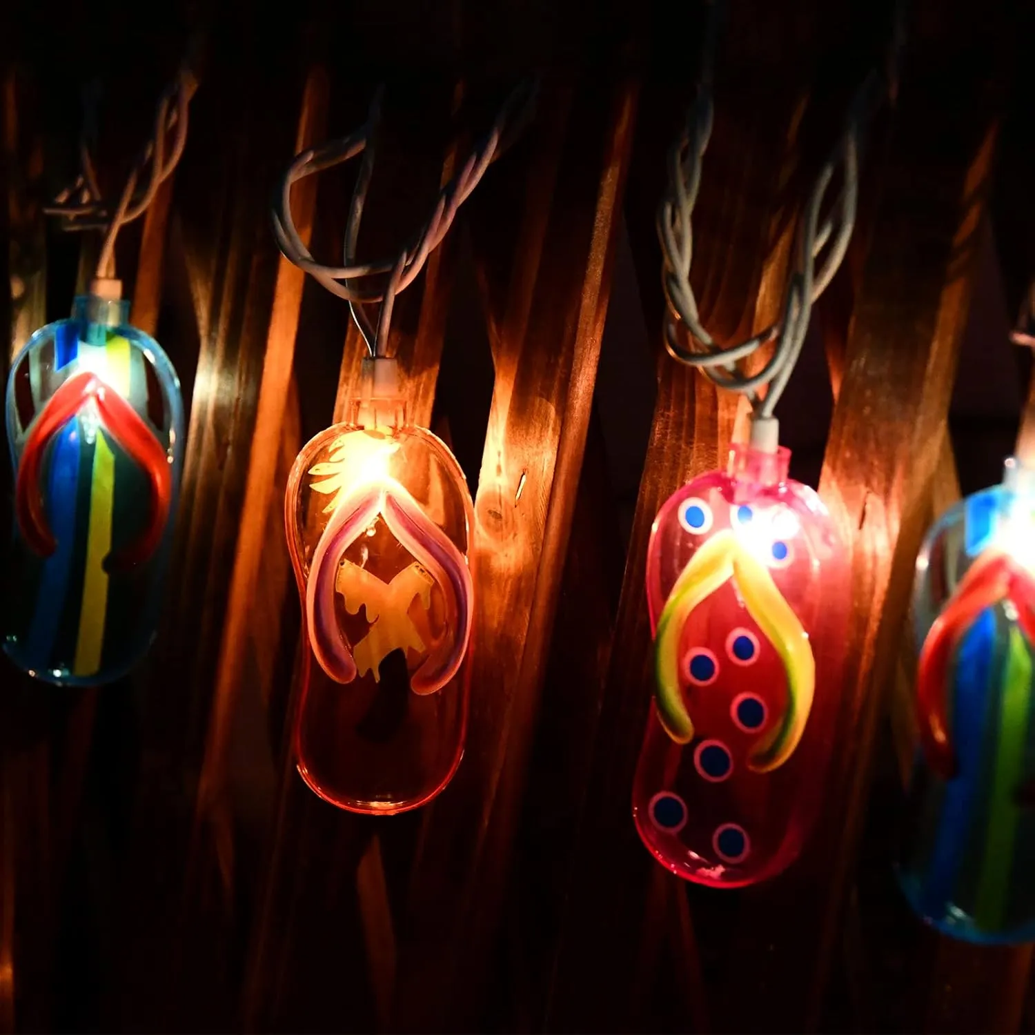 Flip Flop Outdoor Lights 8.5Ft Slipper String Light Tropical Beach Themed Decorations with 10 Flip Flops Lights, Fairy Light for Bedroom Wreathe Summer Kids Room Kindergarten Decor