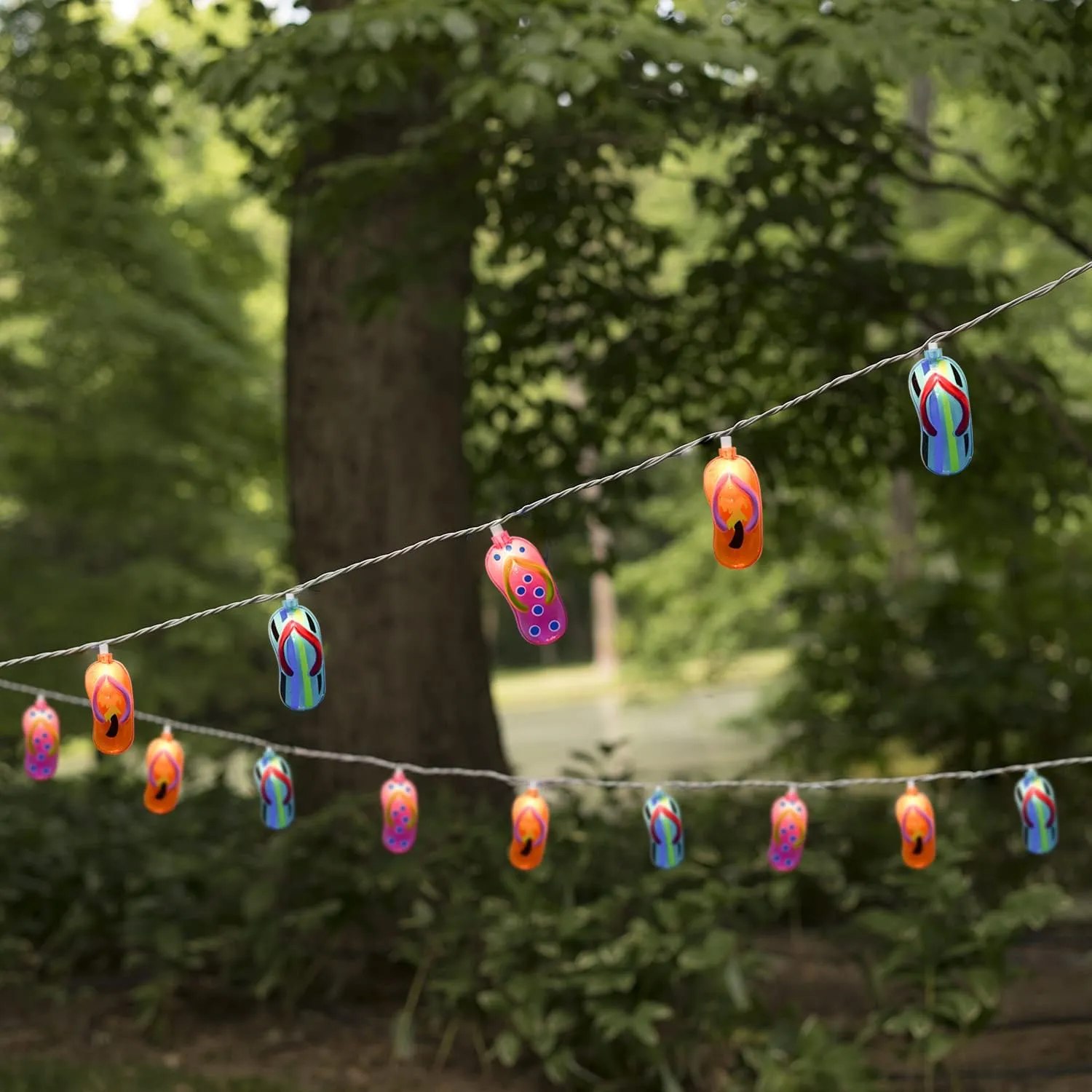 Flip Flop Outdoor Lights 8.5Ft Slipper String Light Tropical Beach Themed Decorations with 10 Flip Flops Lights, Fairy Light for Bedroom Wreathe Summer Kids Room Kindergarten Decor