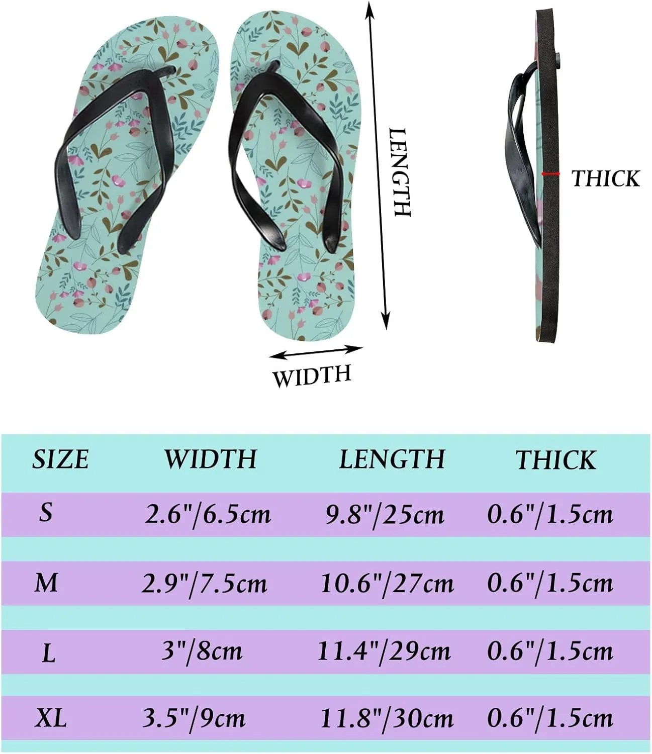 Flip Flops Blue Floral Flowers Leaves Slide Sandals Summer Beach Slippers Thong Sandal Casual Yoga Mat Flat Slides for Women Men