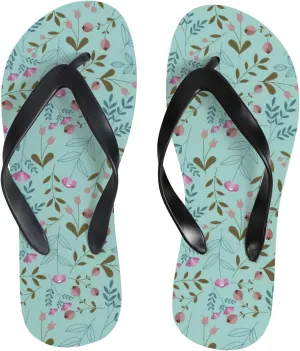 Flip Flops Blue Floral Flowers Leaves Slide Sandals Summer Beach Slippers Thong Sandal Casual Yoga Mat Flat Slides for Women Men