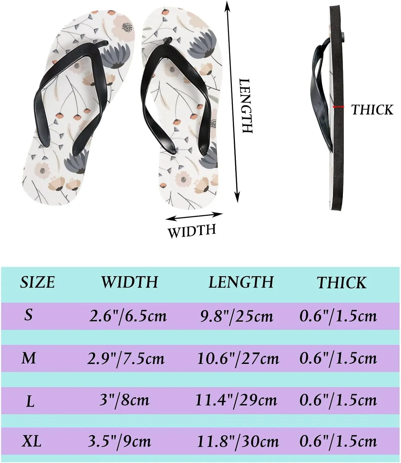 Flip Flops Floral Flowers Leaves Pink Grey Slide Sandals Summer Beach Slippers Thong Sandal Casual Yoga Mat Flat Slides for Women Men
