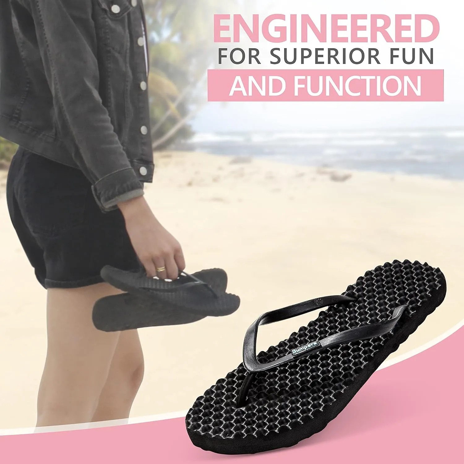 Flip Flops For Women - Beach & Shower Sandals For Womens, Comfortable Massage Acupressure Slippers, Indoor & Outdoor Footwear