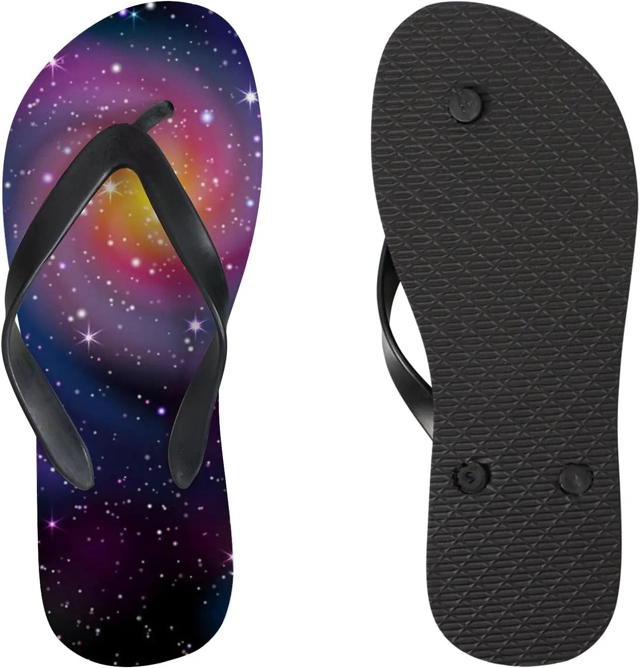 Flip Flops for Women Girls Galaxy Stars Summer Casual Thong Slippers Slide Flat Sandals for Beach