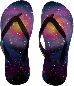 Flip Flops for Women Girls Galaxy Stars Summer Casual Thong Slippers Slide Flat Sandals for Beach