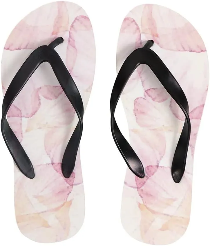 Flip Flops for Women Girls Pink Flower Petal Summer Casual Thong Slippers Slide Flat Sandals for Beach
