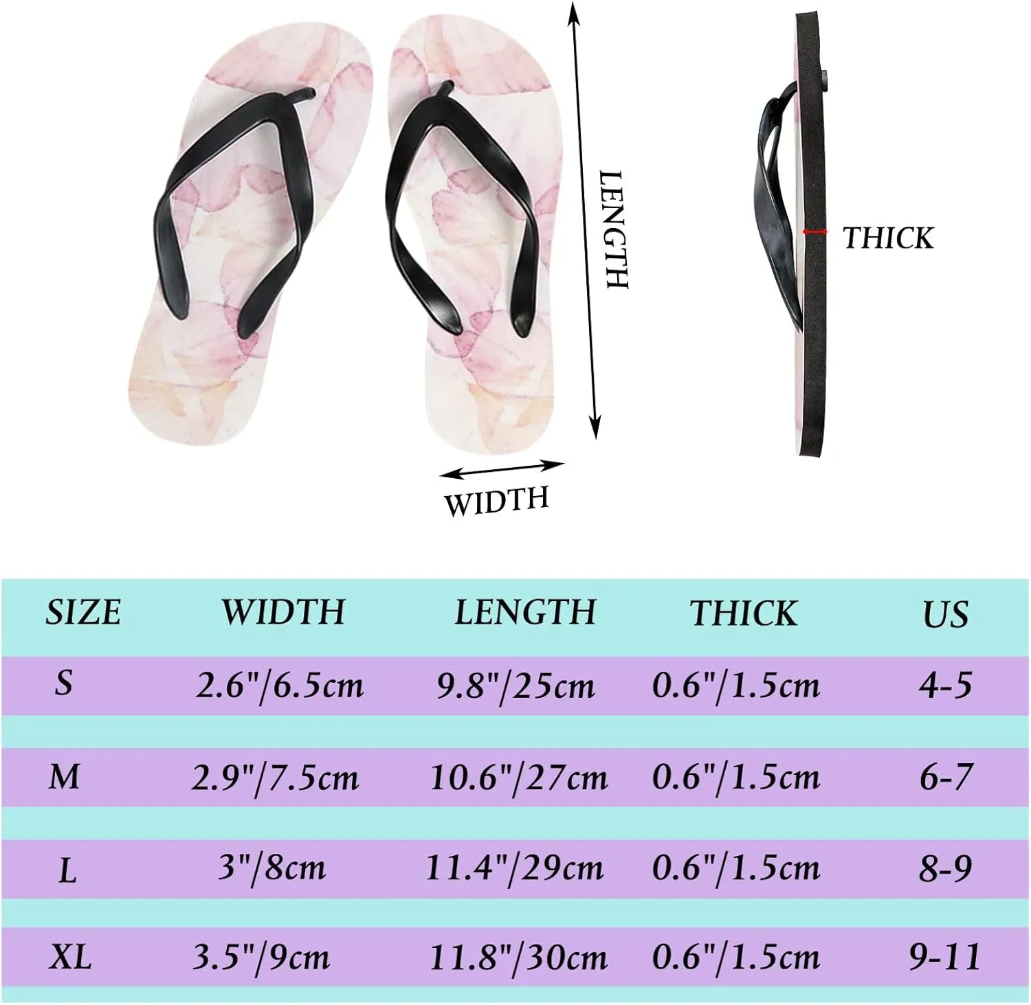 Flip Flops for Women Girls Pink Flower Petal Summer Casual Thong Slippers Slide Flat Sandals for Beach