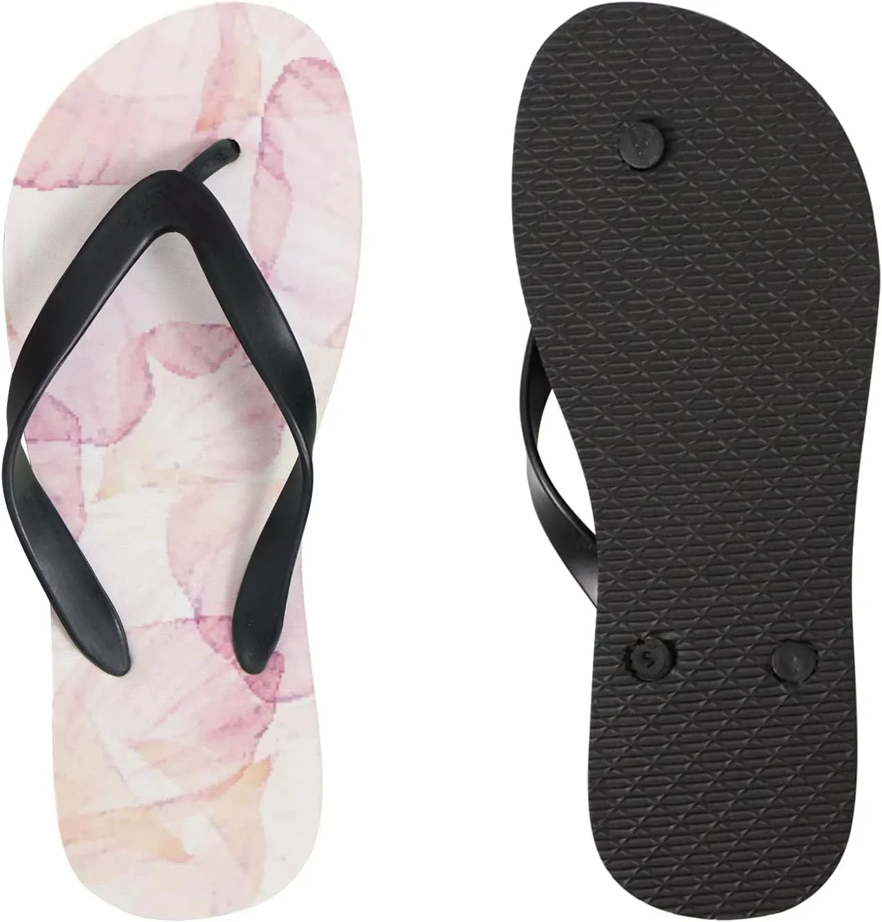 Flip Flops for Women Girls Pink Flower Petal Summer Casual Thong Slippers Slide Flat Sandals for Beach