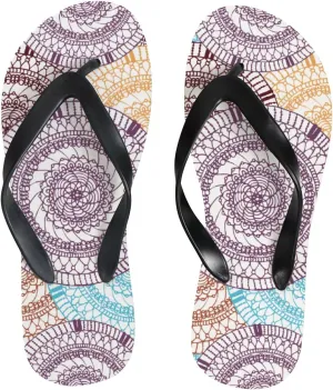 Flip Flops Mandala Striped Geometric Vintage Modern Slide Sandals Summer Beach Slippers Thong Sandal Casual Yoga Mat Flat Slides for Women Men