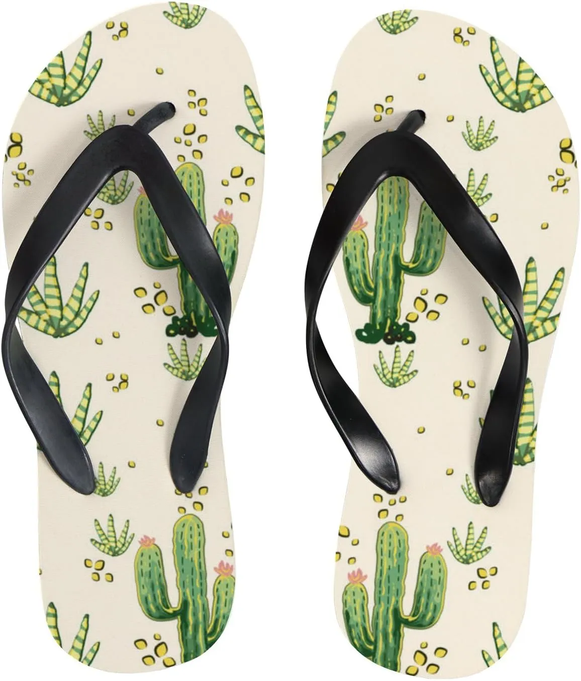Flip Flops Sandals for Women Beach - Cactus in the Desert Casual Flat Slide Sandal Thong Slippers Shower Shoes