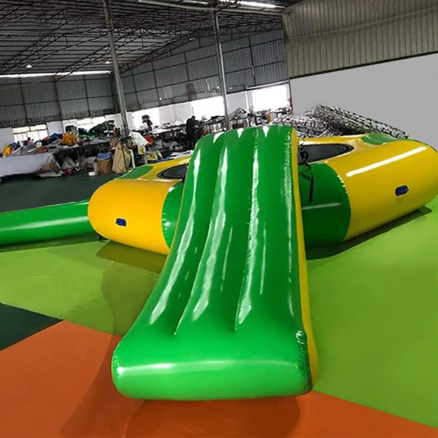 Floating Water Trampoline with Slides/Tube/Diving Pillow Bag, Recreational Inflatable Trampoline Bouncing Bed Water Play Park for Lakes, Pools, Calm Sea