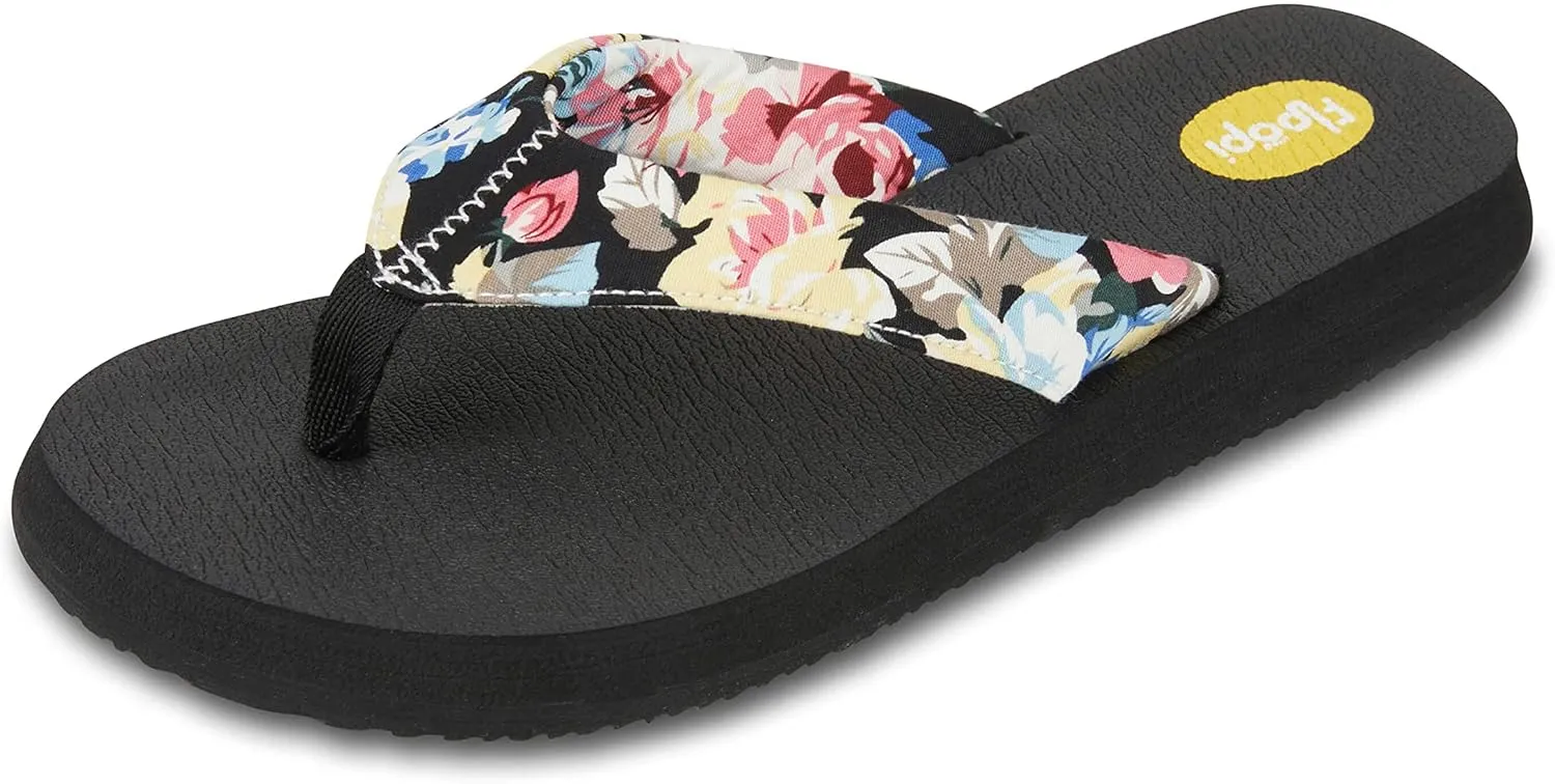 Floopi Flip Flops for Women Flat Yoga Mat Thong Womens Sandals Ladies Beach Sandals with Indoor & Outdoor Anti Skid Soles