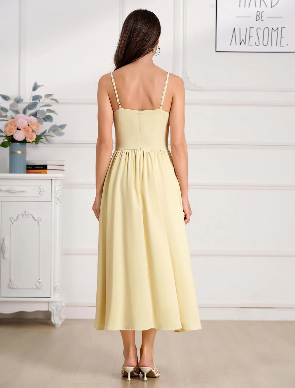 Floral Corset Dress Solid Long Dress Low Cut Dress Open Back Summer Dress