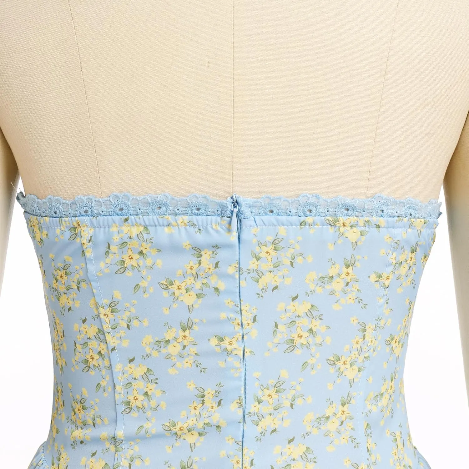 Floral Corset Dress Solid Long Dress Sleeveless Halter Low Cut Dress Open Back Bustier Midi Dress Summer